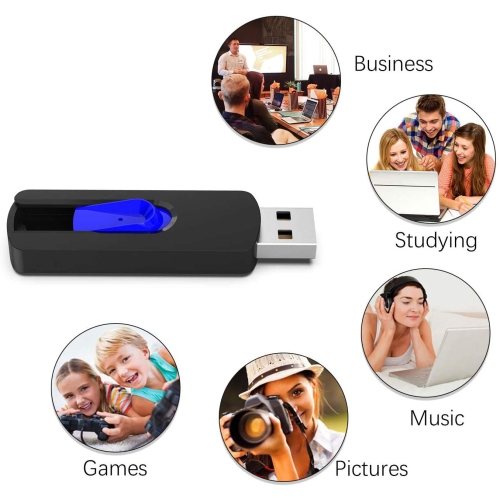 RAOYI 5Pack 64GB USB Flash Drives Thumb Drive Memory Stick Slide Retractable Jump Drive (64GB