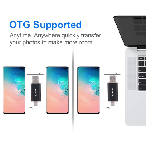 THKAILAR 64GB USB Flash Drive-USB Stick 3.0 for External Storage Data 2 in 1 Cle USB with USB and USB C Port Compatible with