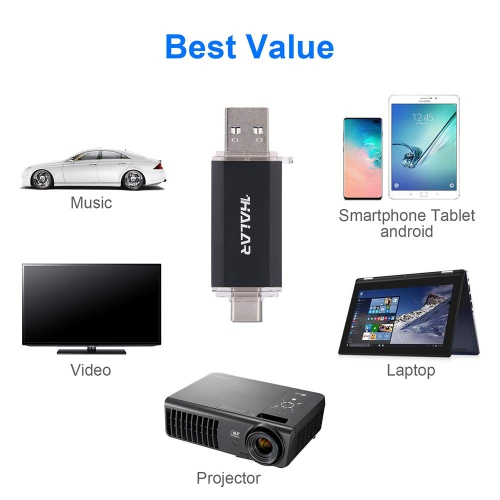 THKAILAR 64GB USB Flash Drive-USB Stick 3.0 for External Storage Data 2 in 1 Cle USB with USB and USB C Port Compatible with