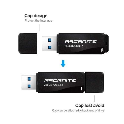 ARCANITE 256GB USB 3.1 Flash Drive - Optimal Read speeds up to 400 MB/s, Write speeds up to 100 MB/s