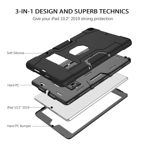 iPad 9th Generation Case 10.2 Inch 2021, iPad 8th Generation Case,iPad 7th Generation,DUEDUE Kickstand 3 in 1 Shockproof Hea