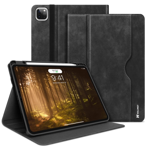 HLD  Ipad Pro 12.9 2021 Case 5Th/4Th/3Rd Generation Pu Leather With Pencil Holder Pocket Strap Folio Stand Cover Soft Tpu Back Sh