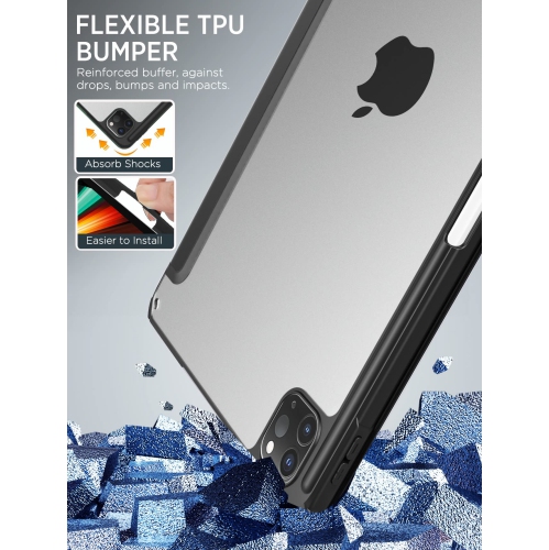 MoKo Case Fit New iPad Pro 12.9 Inch Case 2021/2020/2018 with Pencil Holder, Soft TPU Frame Hard PC Clear