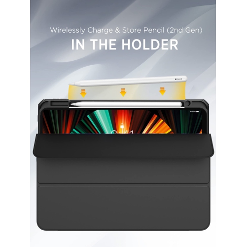 MoKo Case Fit New iPad Pro 12.9 Inch Case 2021/2020/2018 with Pencil Holder, Soft TPU Frame Hard PC Clear