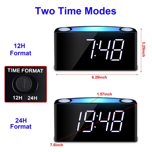 Mesqool – réveil numérique pour chambre d’enfant, 7 horloges électroniques de nuit colorées, horloge de chevet à écran DEL de 7.5 po