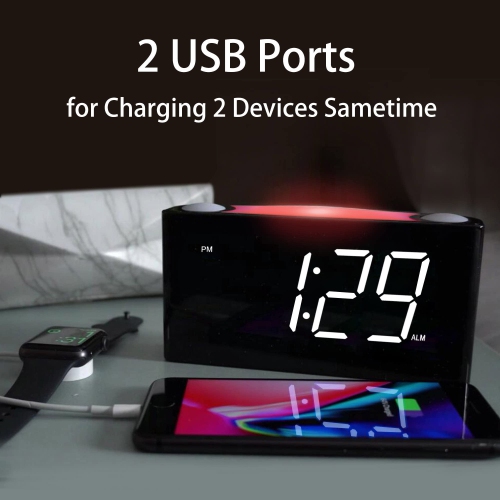 Mesqool – réveil numérique pour chambre d’enfant, 7 horloges électroniques de nuit colorées, horloge de chevet à écran DEL de 7.5 po