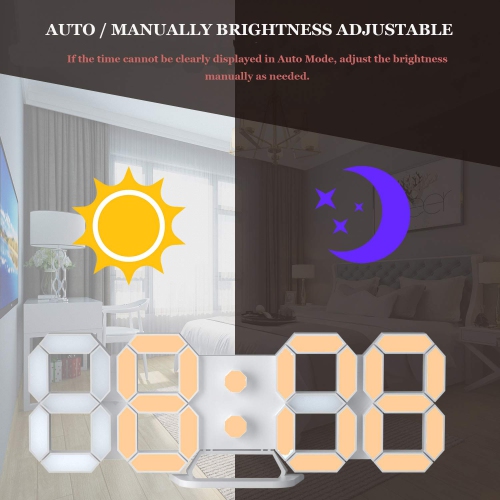 LED Digital Desk Clock, Table Wall Clocks 9.7” Brightness Adjustable Desktop Alarm Clock for Office Home Living Room