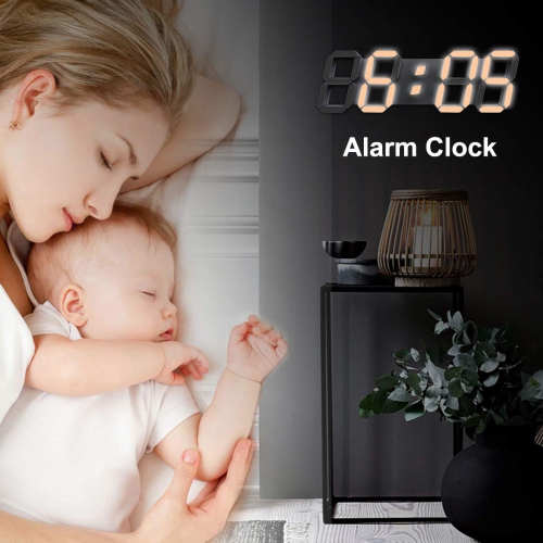 LED Digital Desk Clock, Table Wall Clocks 9.7” Brightness Adjustable Desktop Alarm Clock for Office Home Living Room