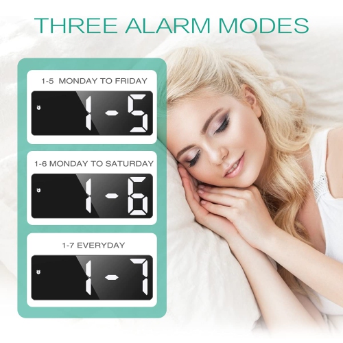 ORIA Digital Alarm Clock, Small Desk Clock, Led Alarm Clock with USB Port for Charging, Adjustable Brightness, Snooze, Suita