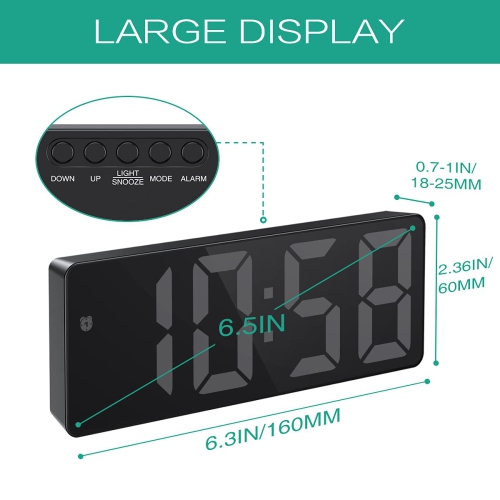 ORIA Digital Alarm Clock, Small Desk Clock, Led Alarm Clock with USB Port for Charging, Adjustable Brightness, Snooze, Suita