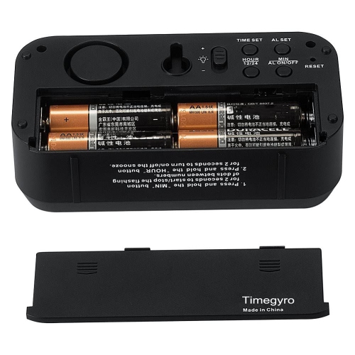 Horloge numérique murale/tablette/bureau de format petit de Timegyro fonctionnant à piles seulement avec un grand écran de 1.2 po. Les 4 piles