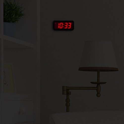 Horloge numérique murale/tablette/bureau de format petit de Timegyro fonctionnant à piles seulement avec un grand écran de 1.2 po. Les 4 piles