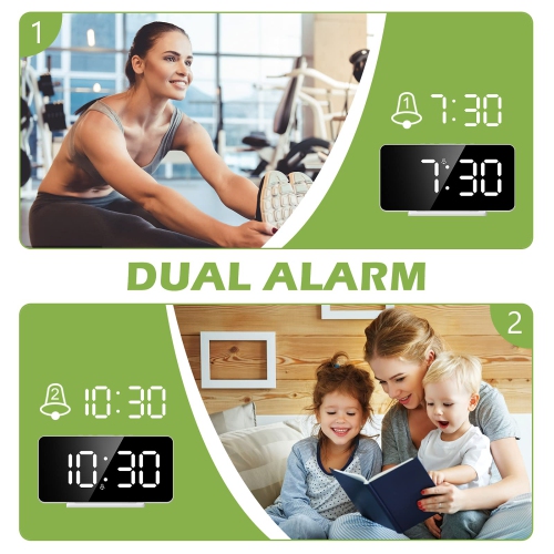 KeeKit Digital Alarm Clock, LED Alarm Clock with 6.5’’ Large Display, Digital Desktop Clock with Temperature Time Display, S