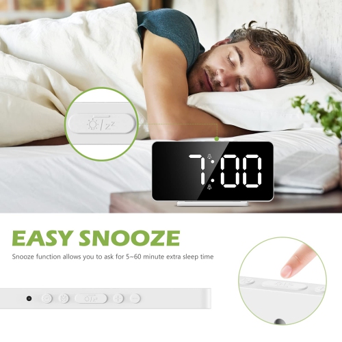 KeeKit Digital Alarm Clock, LED Alarm Clock with 6.5’’ Large Display, Digital Desktop Clock with Temperature Time Display, S