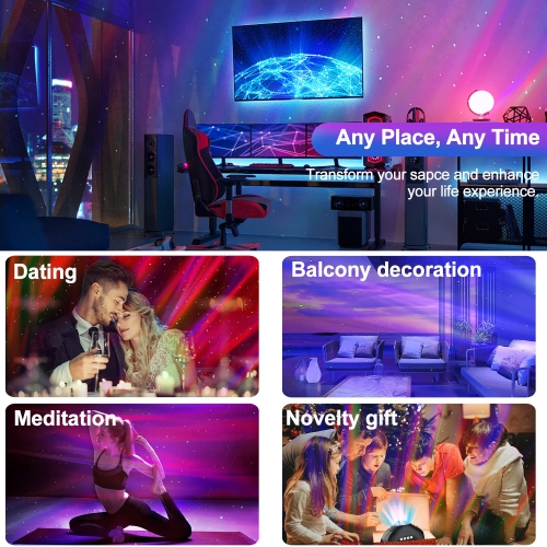 CIMELR Northern Lights Aurora Projector,Star Projector Music Bluetooth Speaker and White Noise,Star Projector Galaxy Light w