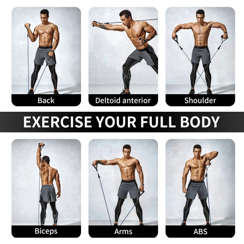 Exercise Resistance Bands Set, Workout Bands with Handles Stackable Up to 150 Lbs Equipment for Home Gym, Fitness|Sports, Ou