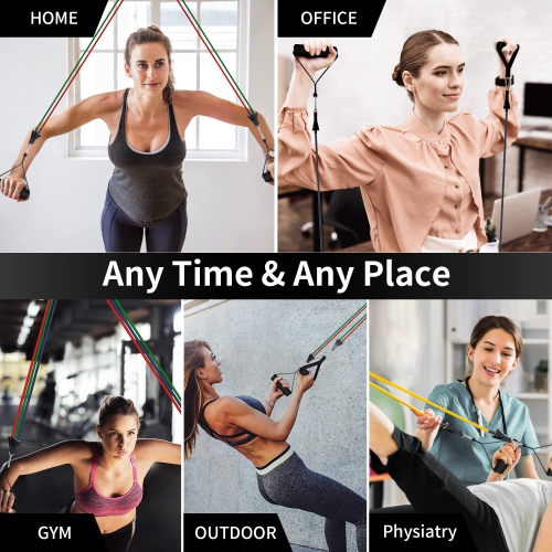 Exercise Resistance Bands Set, Workout Bands with Handles Stackable Up to 150 Lbs Equipment for Home Gym, Fitness|Sports, Ou