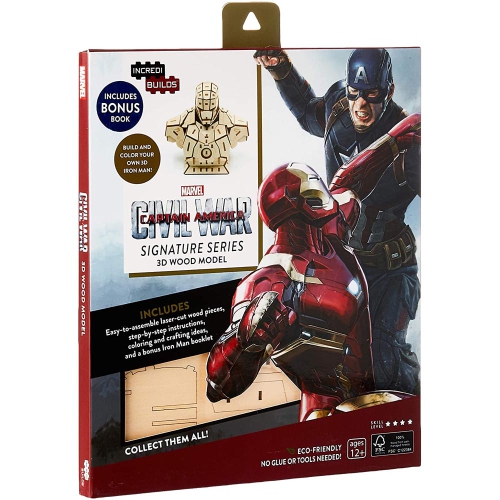INCREDIBUILDS  Marvel Captain Marvel Civil War 3D Wood Model And Book In Multicolor