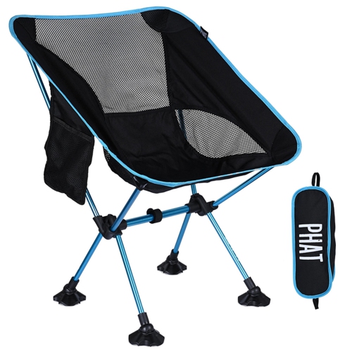 Chaise de camping compacte légère et portable, adaptée à 265 lb pour randonneur, camp, plage, pêche, extérieur Gen 2 - PHAT ™ - Bleu