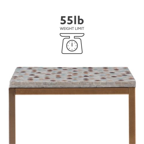 Linon Paola Capiz Fish Mosaic Metal Accent C Table in Gold