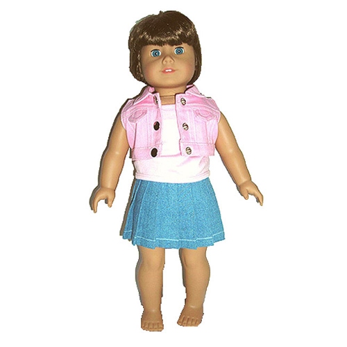 DRESS RITE  18" Doll Clothing Denim Jacket Top & Jean Skirt In Pink