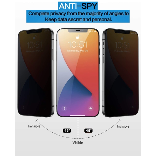 XCRS Apple iPhone 12 Mini 5.4 " Privacy Tempered Glass, 9H Hardness Anti Spy Protection Dark Screen Protector Screen Film Guard