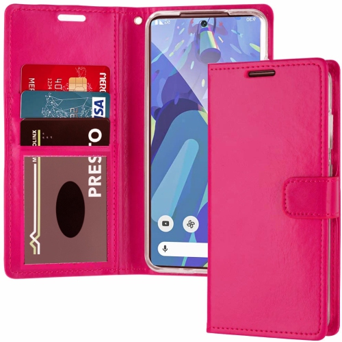 XCRS  Leather Folio Premium Wallet for Google Pixel 6A (2022) 6.1-Inch, Pu Leather Pouch Case With Card Slot, And Lanyard With 360° Protection Mobile Case & Multi-Angle Kickstand