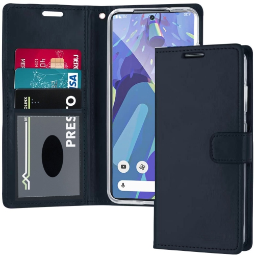 XCRS Leather Folio Premium Wallet for Google Pixel 6A 6.1-inch, PU Leather Pouch Case with Card Slot, and Lanyard with 360° Protection Mobile Case &