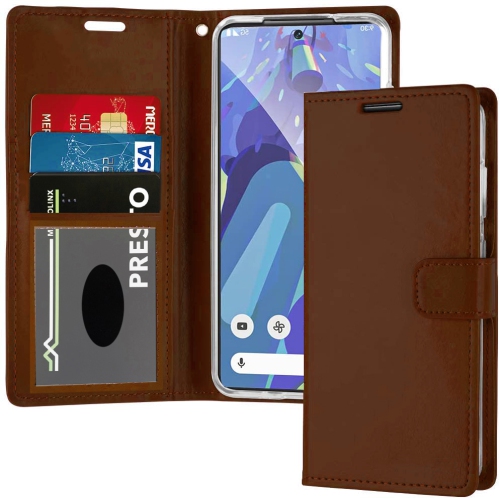 XCRS Leather Folio Premium Wallet for Google Pixel 6A 6.1-inch, PU Leather Pouch Case with Card Slot, and Lanyard with 360° Protection Mobile Case &