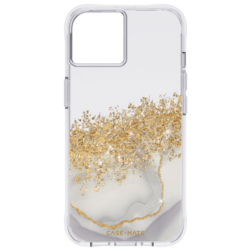 Case-Mate Karat Marble Fitted Hard Shell Case for iPhone 14/13 - Clear/Gold