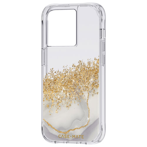 Case-Mate Karat Marble Fitted Hard Shell Case for iPhone 14 Pro - Clear/Gold