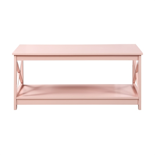 Convenience Concepts Oxford Coffee Table with Shelf in Pink Wood Finish