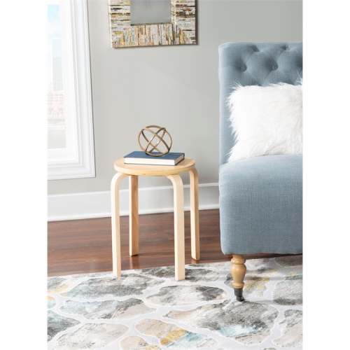 Linon Tenley Bentwood 18" Wood Round Stools Set of Four in Natural Brown