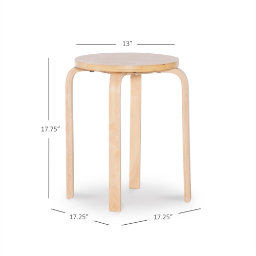 Linon Tenley Bentwood 18" Wood Round Stools Set of Four in Natural Brown