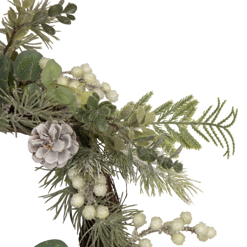 White Berry, Eucalyptus and Pinecone Christmas Wreath, 20-Inch, Unlit