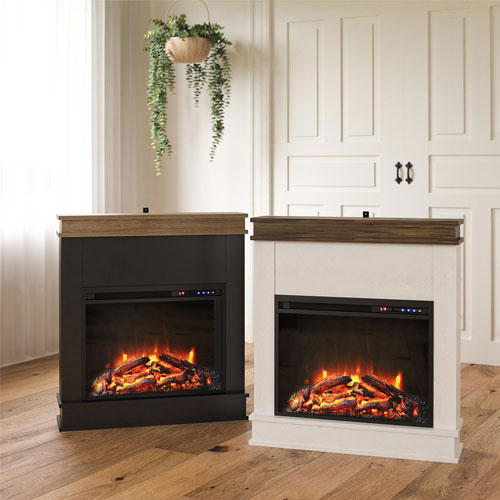 Ameriwood Home Mateo Fireplace with Mantel - 4600 BTU - Black
