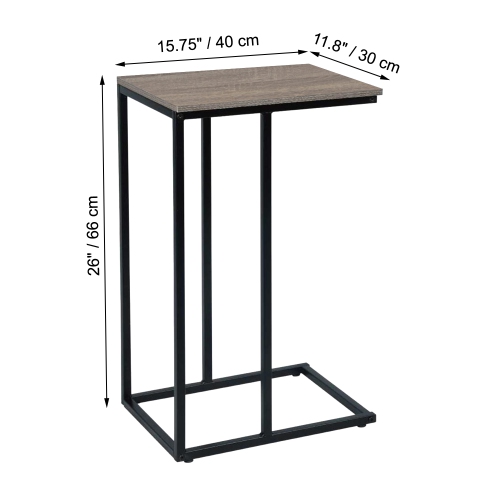 ITY International - MDF Side Table with Metal Base, 15.75"x11.8"x26", Taupe Gray