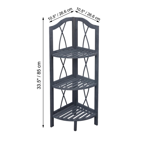 ITY International - 3 Tier Corner Shelf, 10.5"x10.5"x33.5", Gray