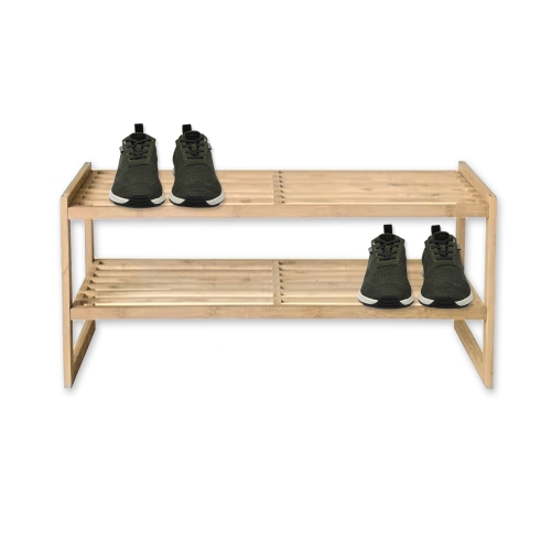 ITY International - 2 Tier Bamboo Shoe Rack, 28.5"x10.6"x28.5", Beige