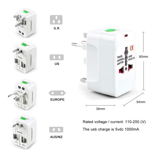 Adaptateur secteur universel de voyage tout en un 110 ~ 220 V adaptateur de prise électrique fonctionne pour plus de 150 pays UK/US/AU/EU/CA