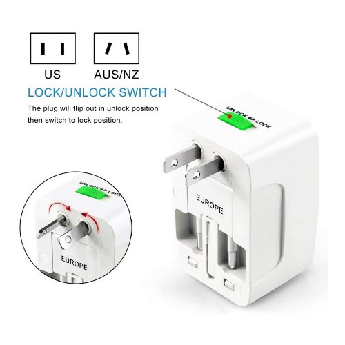 Adaptateur secteur universel de voyage tout en un 110 ~ 220 V adaptateur de prise électrique fonctionne pour plus de 150 pays UK/US/AU/EU/CA