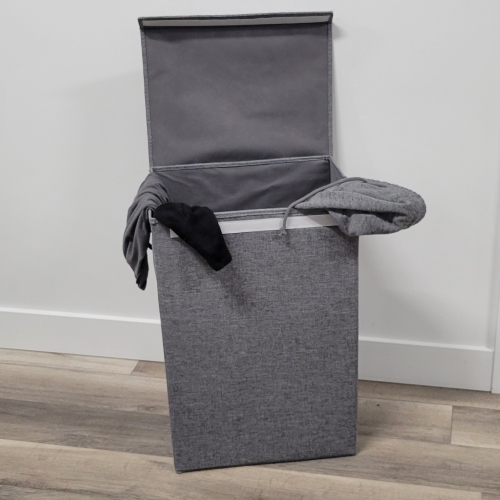 ITY International - Collapsible Fabric Laundry Hamper, 15.75"x11.85"x23.65", Gray