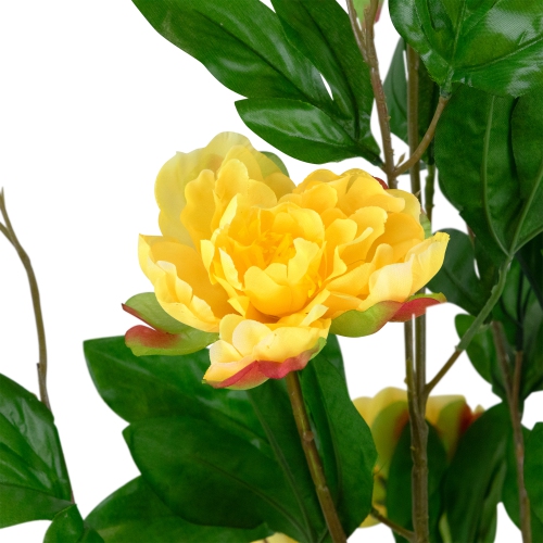 Artificial Peony Flower Potted Tree - 63" - Yellow