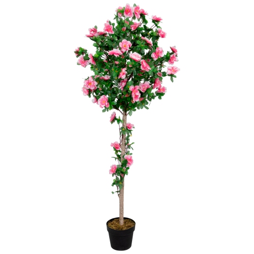 4.5' Potted Artificial Azalea Flower Tree - Pink - 4.5'