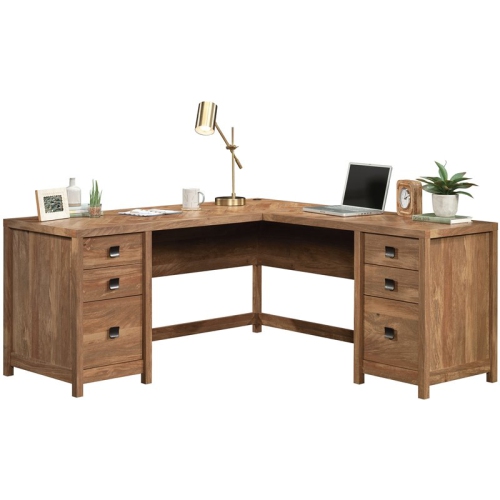 SAUDER  Cannery Bridge Engineered Wood 6-Drawers L-Shaped Desk In Sindoori In Mango desk