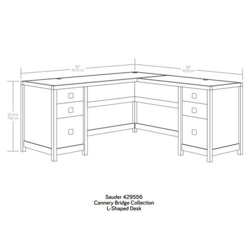 Sauder Cannery Bridge Engineered Wood 6-Drawers L-Shaped Desk in Sindoori Mango