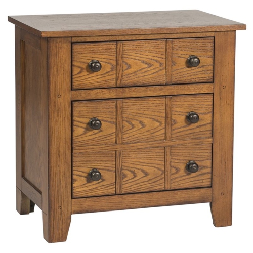 Bowery Hill 2 Drawer Cabin Nightstand in Oak Finish