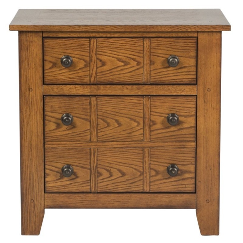 Bowery Hill 2 Drawer Cabin Nightstand in Oak Finish