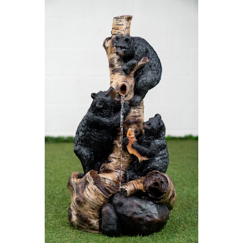 Hi-Line Gift Ltd 29In Black Bears Climbing Fountain