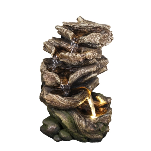 Hi-Line Gift Ltd Multi Level Logs Fountain with LED